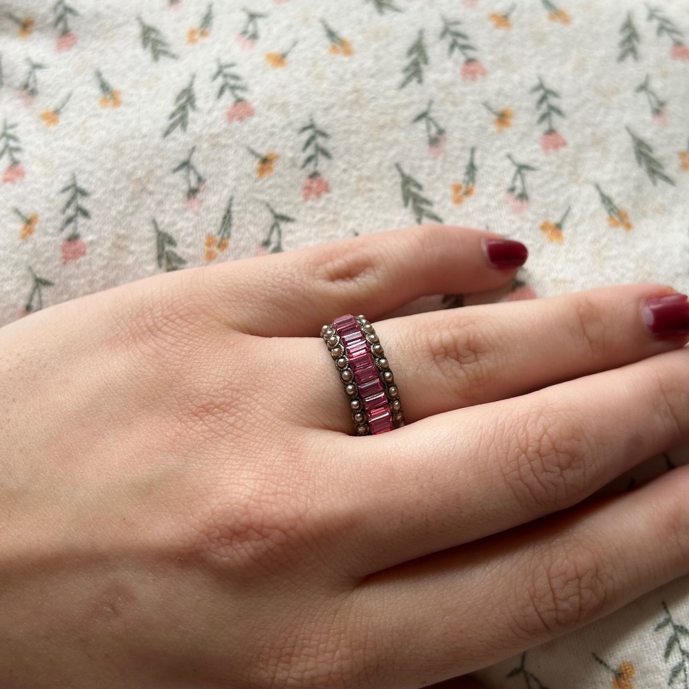 Brass & Swarovski Adjustable Cocktail Ring